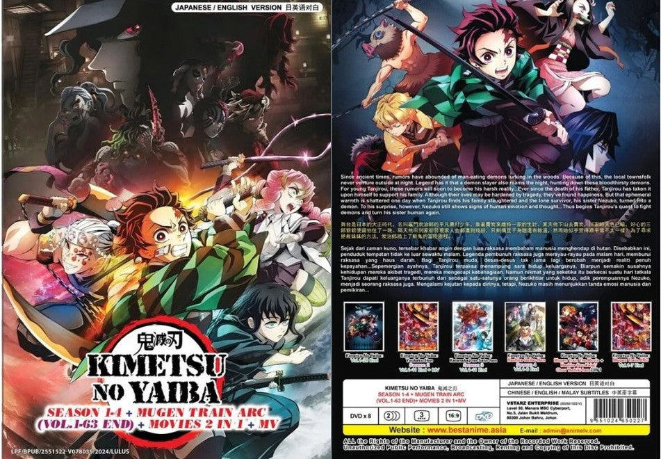 Original DVD - Anime Demon Slayer: Kimetsu No Yaiba Season 1-4 +Mugen (1-63 End) +3 Movies