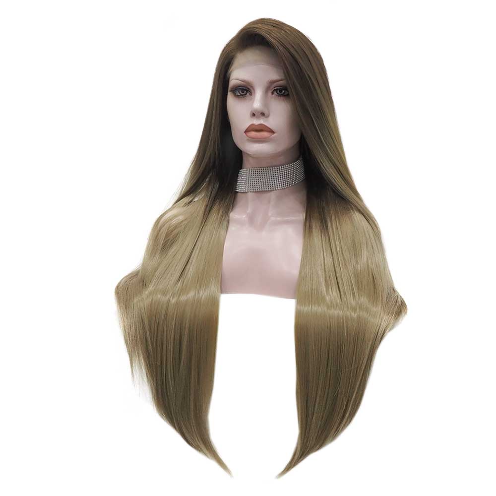 Premium Wig - Two-tone Tortilla Brown Long Straight Lace Front Wig-Lace Front Wig-UNIQSO