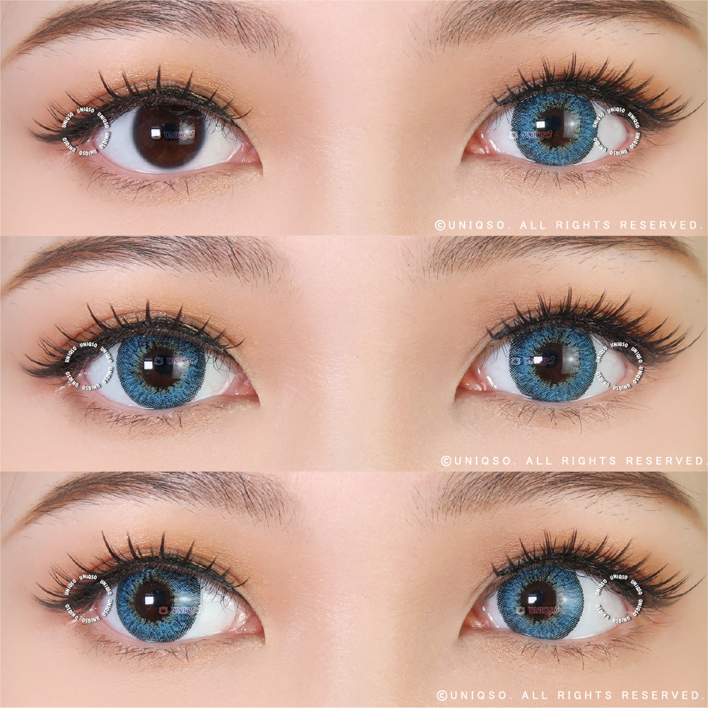 Western Eyes Puffy 3 Tones Blue (1 lens/pack)-Colored Contacts-UNIQSO EU