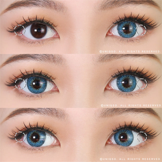 Western Eyes Puffy 3 Tones Blue (1 lens/pack)-Colored Contacts-UNIQSO EU