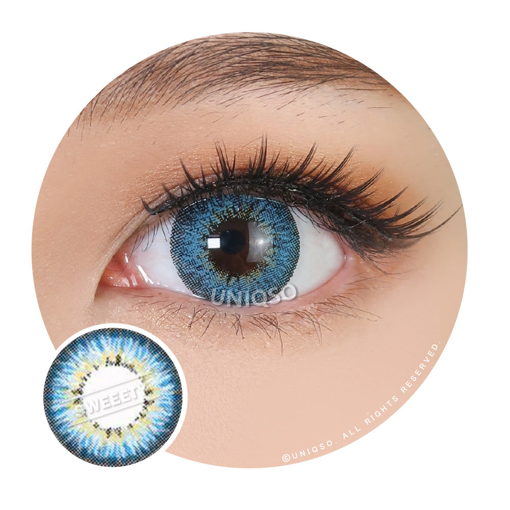 Western Eyes Puffy 3 Tones Blue (1 lens/pack)-Colored Contacts-UNIQSO EU