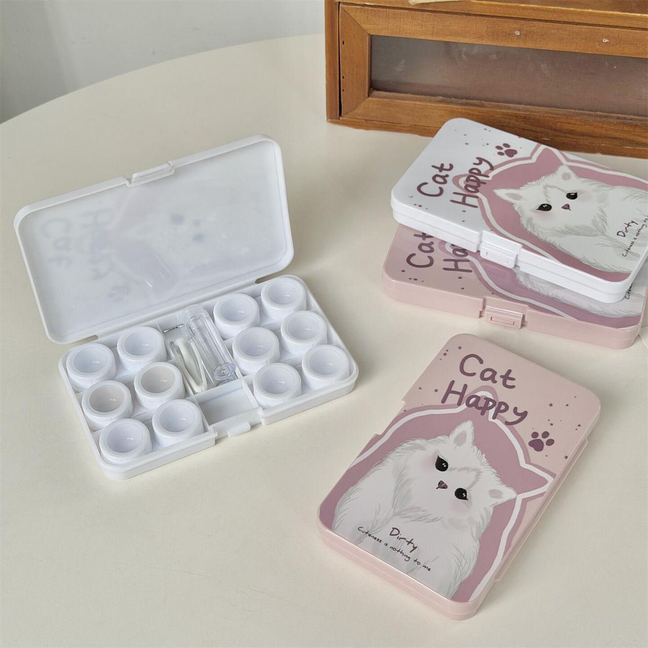 Lens Case Travel Kit - Happy Kitty-Lens Case-UNIQSO EU