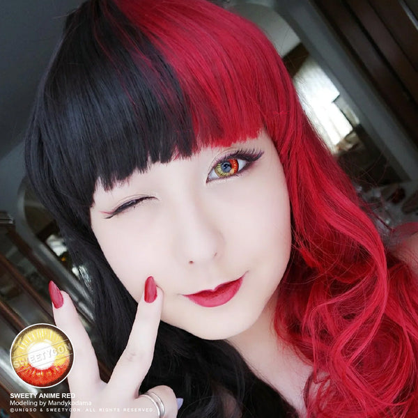 Sweety Anime Red (1 lens/pack)-Colored Contacts-UNIQSO