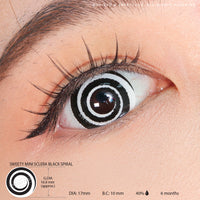Sweety Mini Sclera Black Spiral (1 lens/pack)-Mini Sclera Contacts-UNIQSO