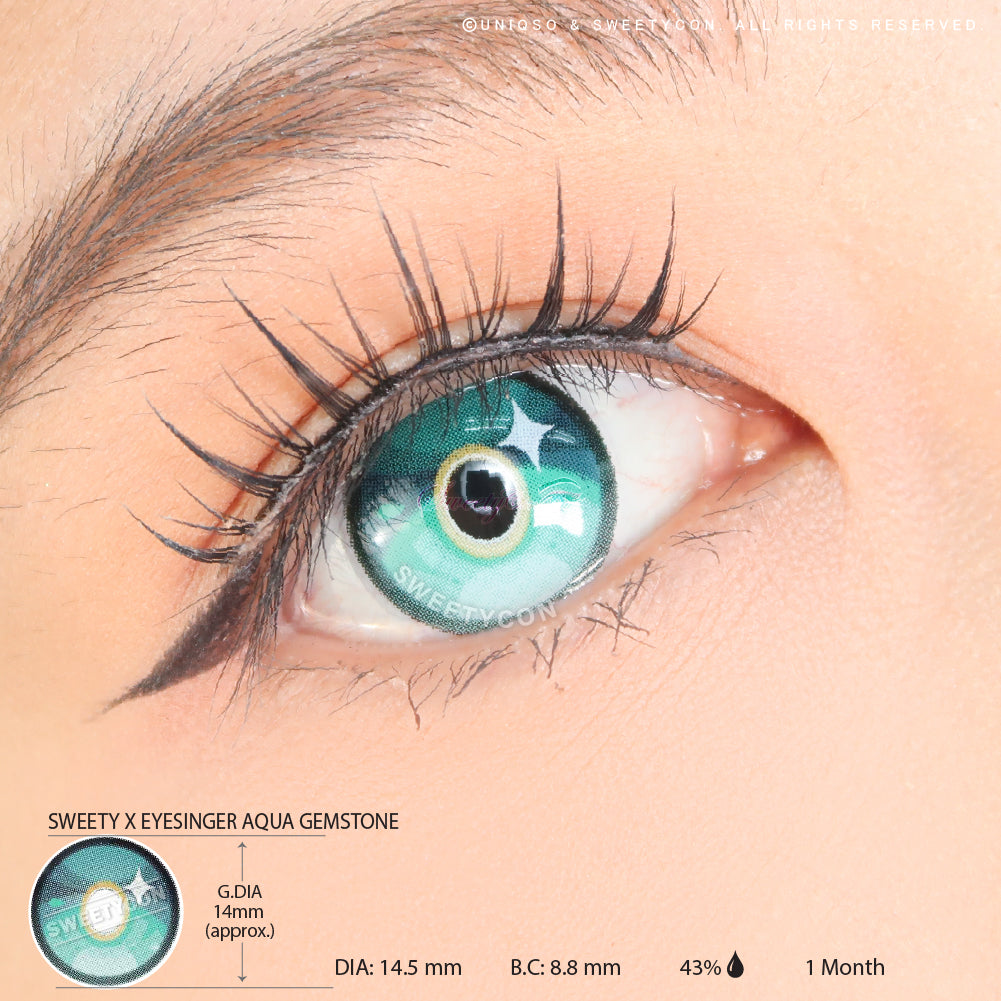 Sweety x Eyesinger Aqua Gemstone (2 lenses/pack)-Colored Contacts-UNIQSO EU