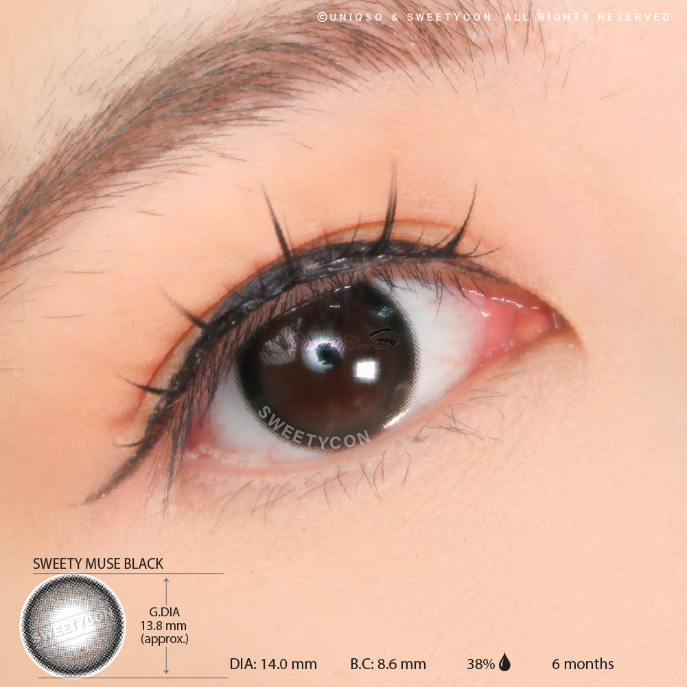 Sweety Muse Black (1 lens/pack)-Colored Contacts-UNIQSO